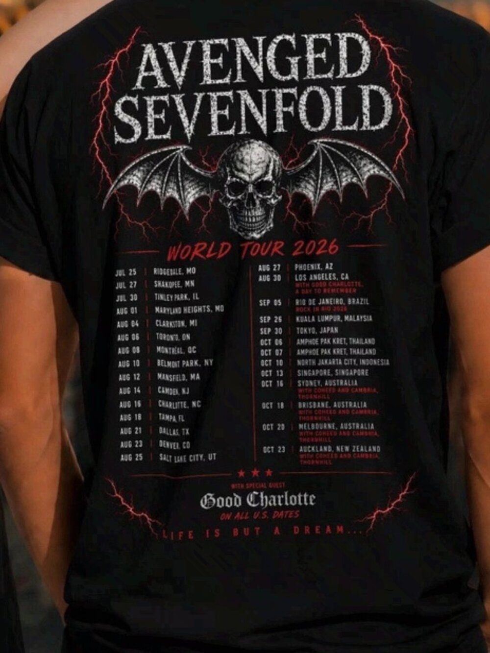 Avenged Sevenfold Vintage Metal Band Tour 2026 Graphic T-Shirt - Picture 3 of 3